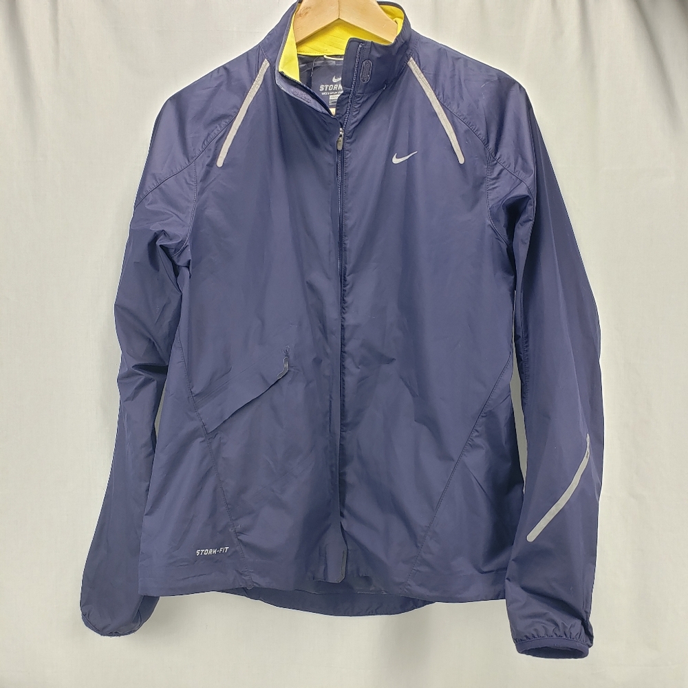 Nike Fit Storm ladies jacket blue full zip pockets Running Windbreaker Size M